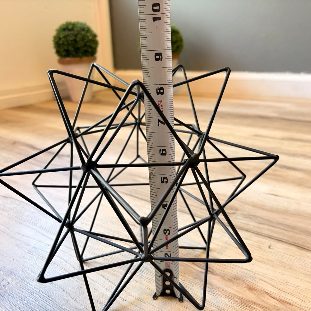 Modern Matte Black Metal Geometric Starburst Urchin Sculpture Tabletop Decor - Picture 9 of 9